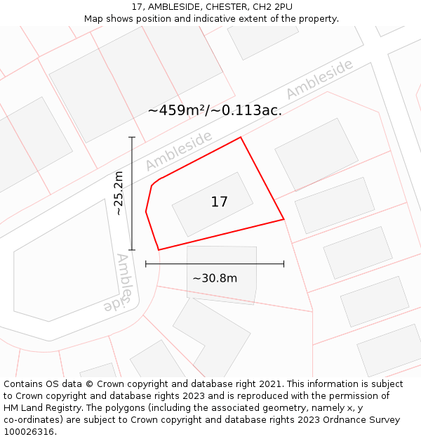 17, AMBLESIDE, CHESTER, CH2 2PU: Plot and title map