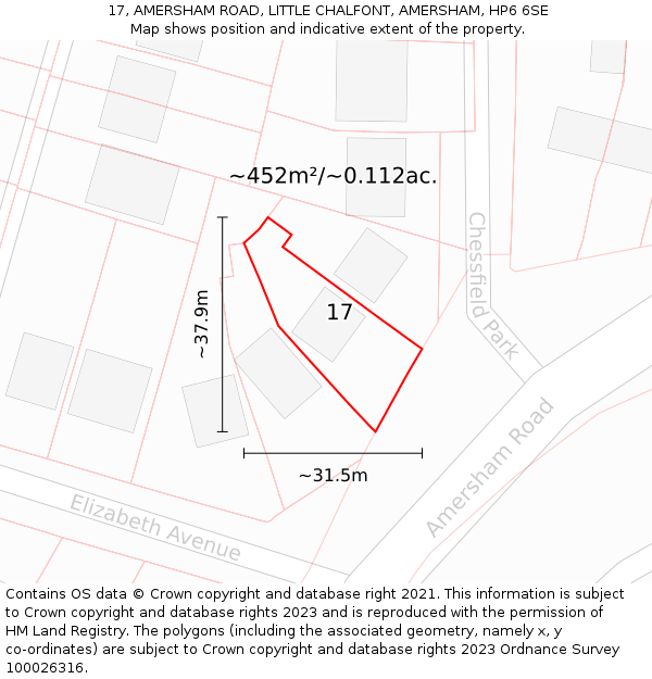 17, AMERSHAM ROAD, LITTLE CHALFONT, AMERSHAM, HP6 6SE: Plot and title map