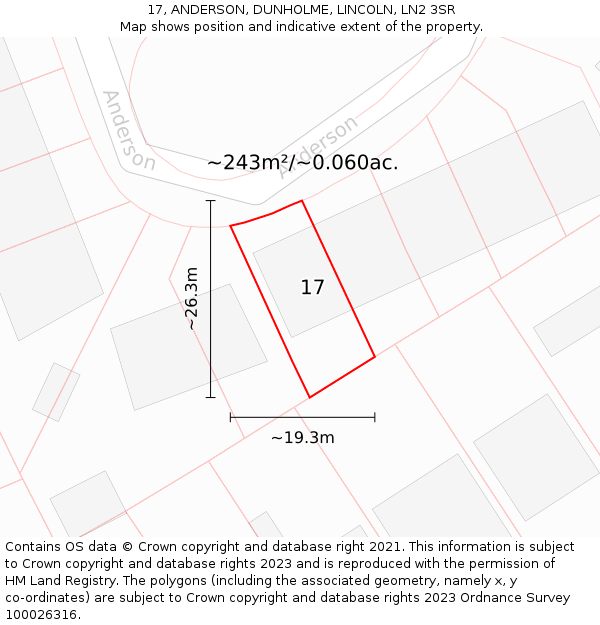 17, ANDERSON, DUNHOLME, LINCOLN, LN2 3SR: Plot and title map