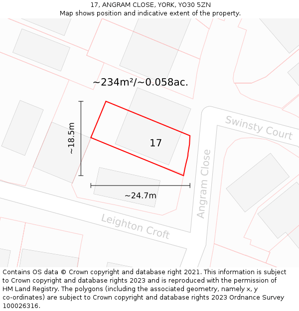 17, ANGRAM CLOSE, YORK, YO30 5ZN: Plot and title map