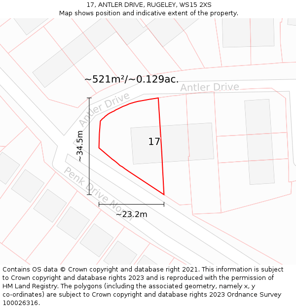 17, ANTLER DRIVE, RUGELEY, WS15 2XS: Plot and title map