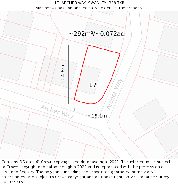 17, ARCHER WAY, SWANLEY, BR8 7XR: Plot and title map