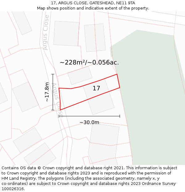17, ARGUS CLOSE, GATESHEAD, NE11 9TA: Plot and title map