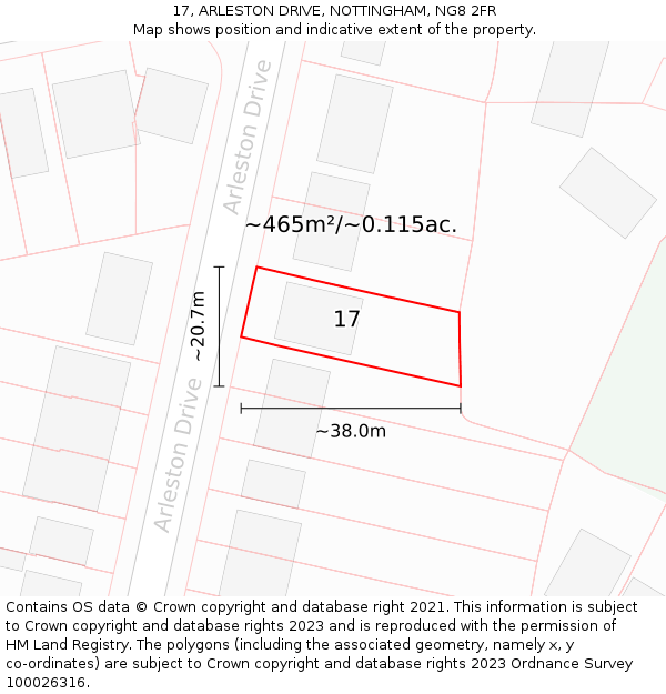 17, ARLESTON DRIVE, NOTTINGHAM, NG8 2FR: Plot and title map