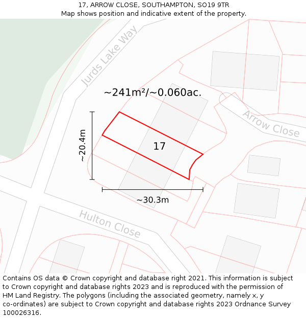 17, ARROW CLOSE, SOUTHAMPTON, SO19 9TR: Plot and title map