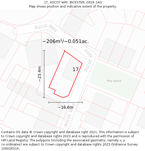 17, ASCOT WAY, BICESTER, OX26 1AG: Plot and title map
