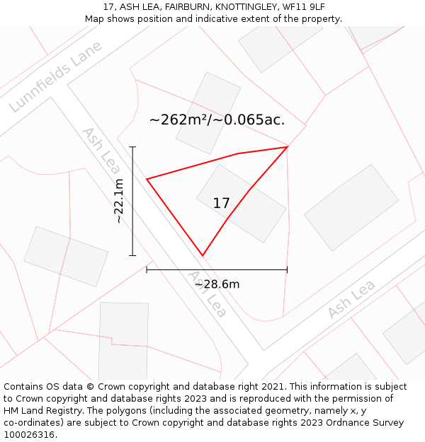 17, ASH LEA, FAIRBURN, KNOTTINGLEY, WF11 9LF: Plot and title map