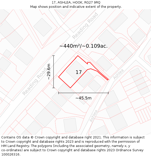 17, ASHLEA, HOOK, RG27 9RQ: Plot and title map