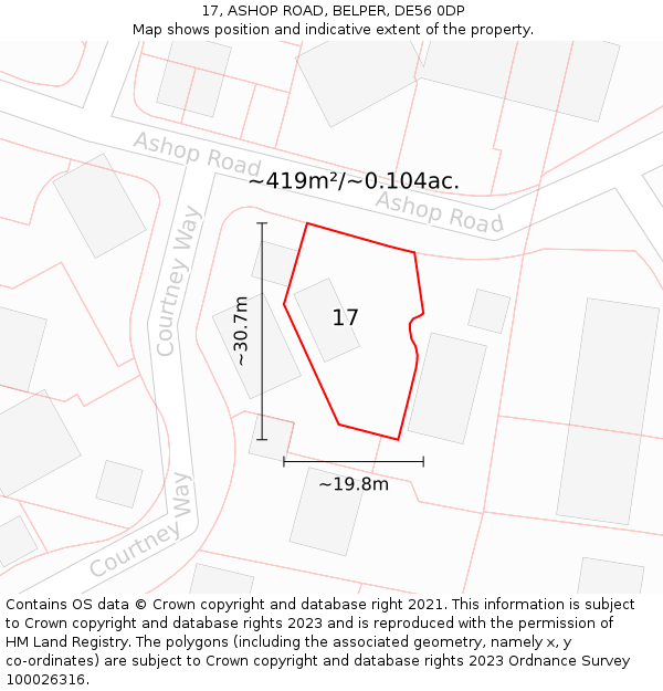 17, ASHOP ROAD, BELPER, DE56 0DP: Plot and title map