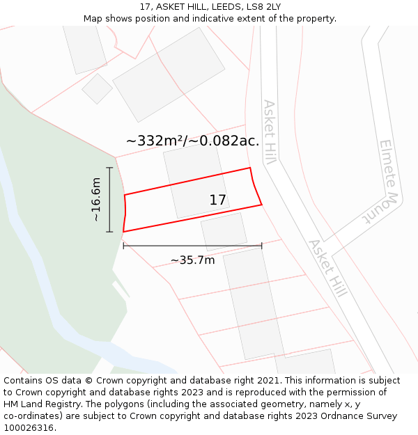 17, ASKET HILL, LEEDS, LS8 2LY: Plot and title map