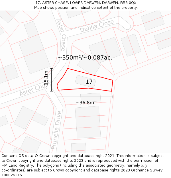 17, ASTER CHASE, LOWER DARWEN, DARWEN, BB3 0QX: Plot and title map