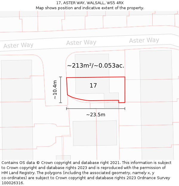 17, ASTER WAY, WALSALL, WS5 4RX: Plot and title map