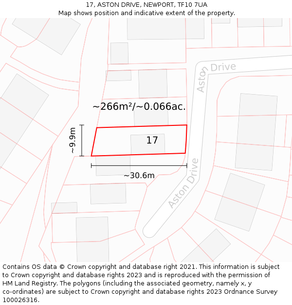 17, ASTON DRIVE, NEWPORT, TF10 7UA: Plot and title map