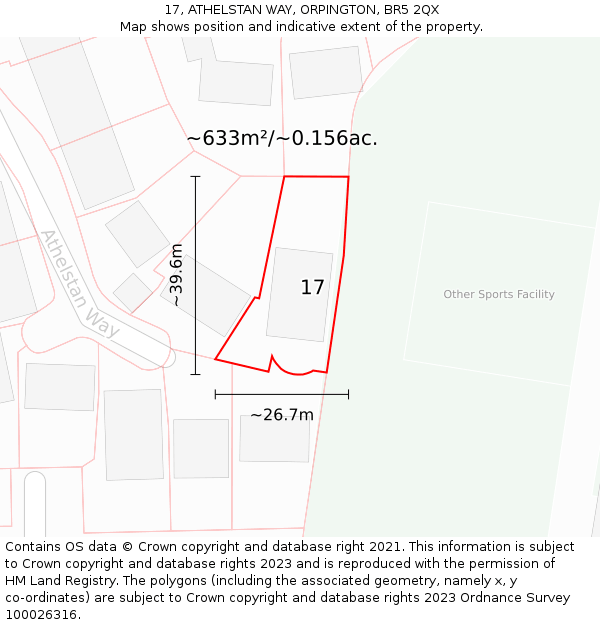 17, ATHELSTAN WAY, ORPINGTON, BR5 2QX: Plot and title map