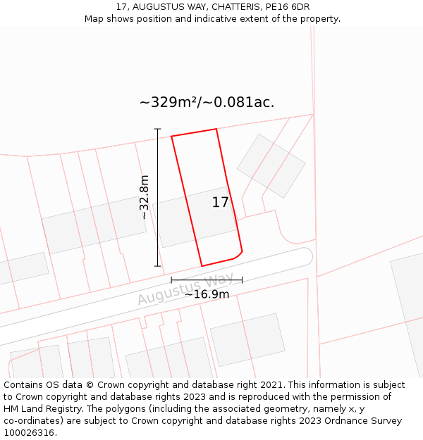 17, AUGUSTUS WAY, CHATTERIS, PE16 6DR: Plot and title map