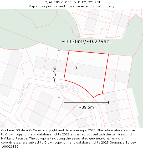 17, AUSTIN CLOSE, DUDLEY, DY1 2ST: Plot and title map
