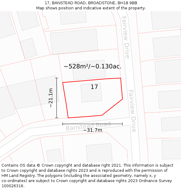 17, BANSTEAD ROAD, BROADSTONE, BH18 9BB: Plot and title map