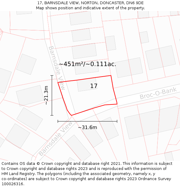 17, BARNSDALE VIEW, NORTON, DONCASTER, DN6 9DE: Plot and title map