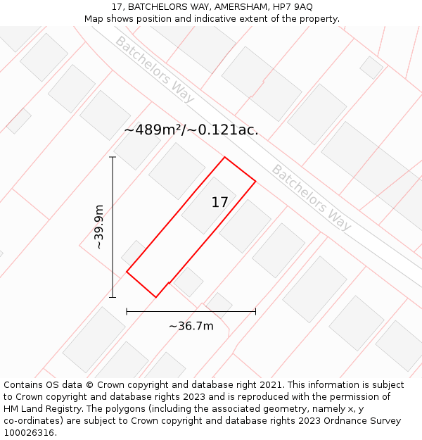 17, BATCHELORS WAY, AMERSHAM, HP7 9AQ: Plot and title map