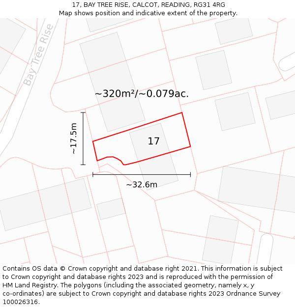 17, BAY TREE RISE, CALCOT, READING, RG31 4RG: Plot and title map