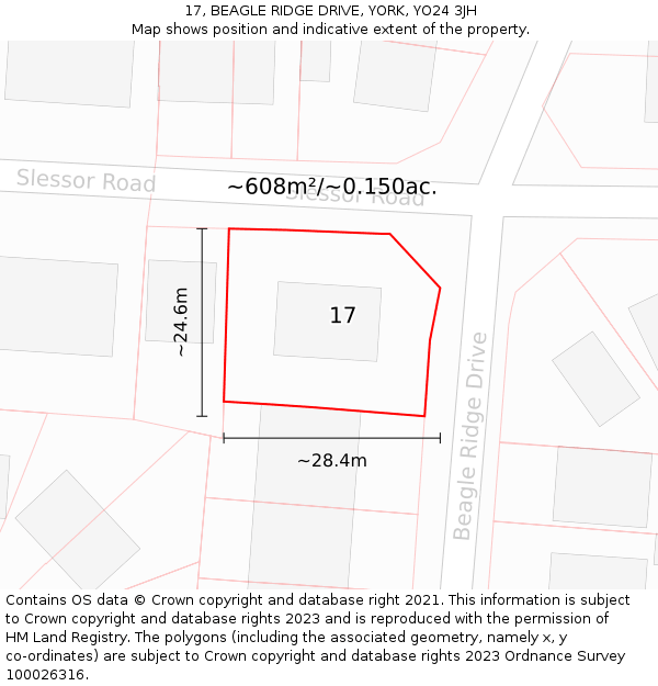 17, BEAGLE RIDGE DRIVE, YORK, YO24 3JH: Plot and title map