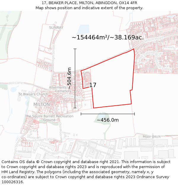 17, BEAKER PLACE, MILTON, ABINGDON, OX14 4FR: Plot and title map