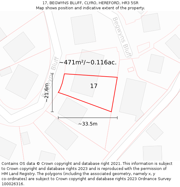 17, BEGWYNS BLUFF, CLYRO, HEREFORD, HR3 5SR: Plot and title map