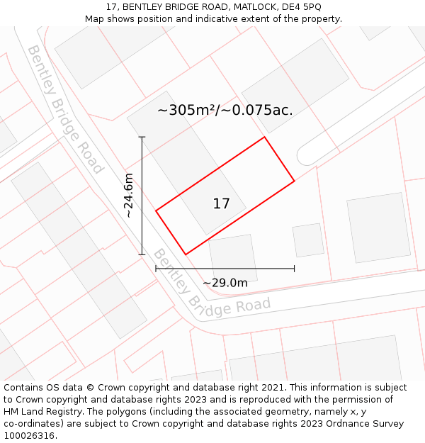 17, BENTLEY BRIDGE ROAD, MATLOCK, DE4 5PQ: Plot and title map