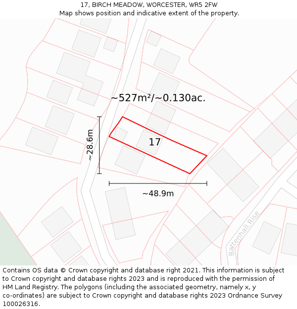 17, BIRCH MEADOW, WORCESTER, WR5 2FW: Plot and title map