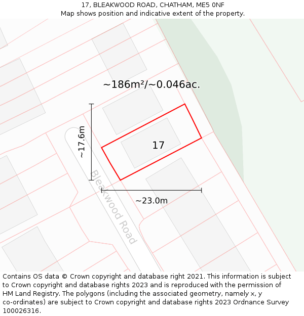 17, BLEAKWOOD ROAD, CHATHAM, ME5 0NF: Plot and title map