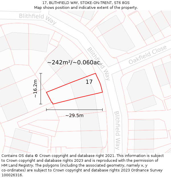 17, BLITHFIELD WAY, STOKE-ON-TRENT, ST6 8GS: Plot and title map