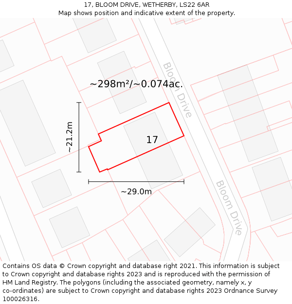 17, BLOOM DRIVE, WETHERBY, LS22 6AR: Plot and title map