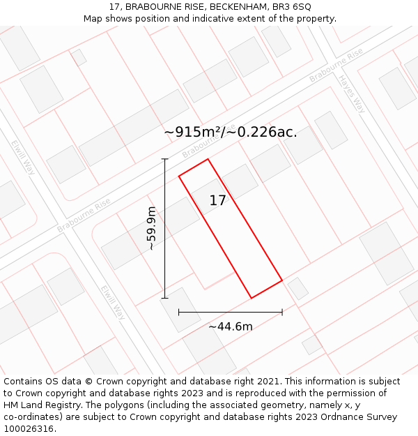 17, BRABOURNE RISE, BECKENHAM, BR3 6SQ: Plot and title map