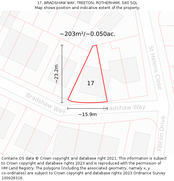 17, BRADSHAW WAY, TREETON, ROTHERHAM, S60 5QL: Plot and title map