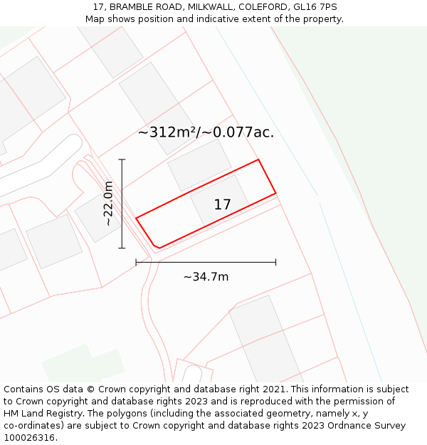 17, BRAMBLE ROAD, MILKWALL, COLEFORD, GL16 7PS: Plot and title map