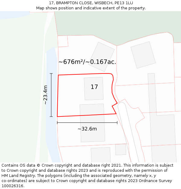 17, BRAMPTON CLOSE, WISBECH, PE13 1LU: Plot and title map