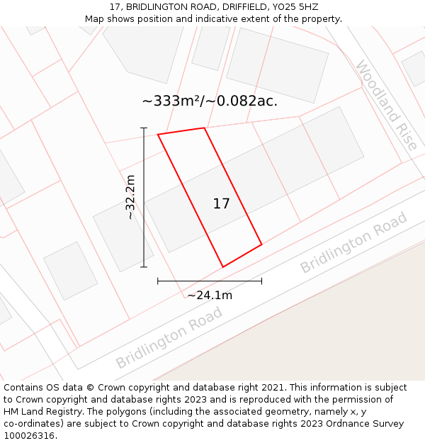 17, BRIDLINGTON ROAD, DRIFFIELD, YO25 5HZ: Plot and title map