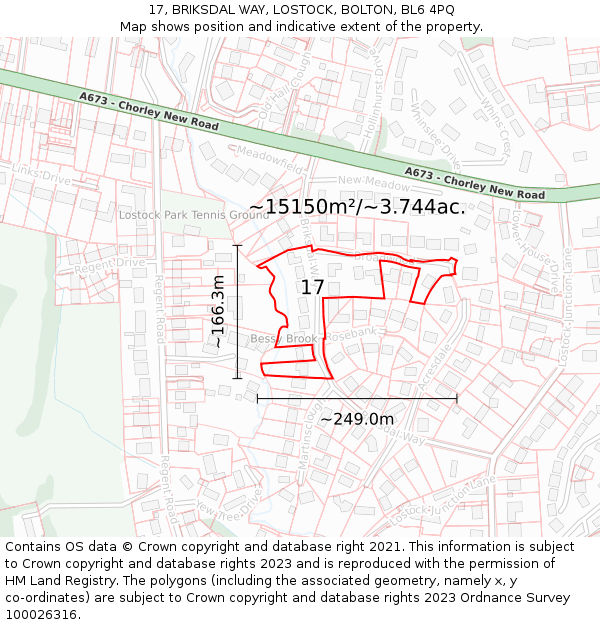 17, BRIKSDAL WAY, LOSTOCK, BOLTON, BL6 4PQ: Plot and title map