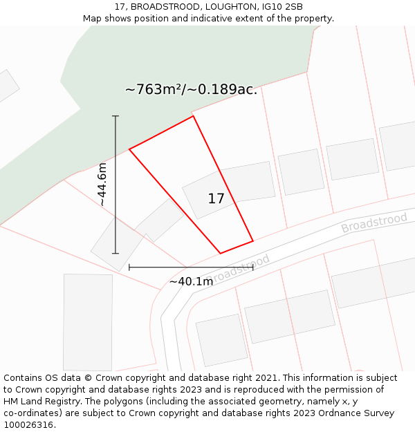 17, BROADSTROOD, LOUGHTON, IG10 2SB: Plot and title map
