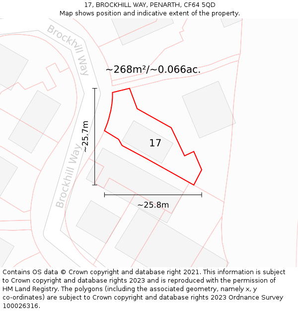 17, BROCKHILL WAY, PENARTH, CF64 5QD: Plot and title map