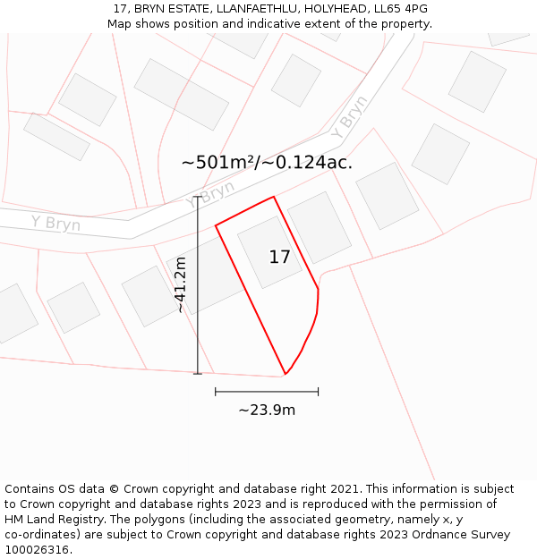 17, BRYN ESTATE, LLANFAETHLU, HOLYHEAD, LL65 4PG: Plot and title map