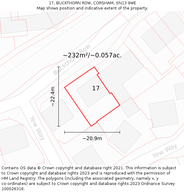 17, BUCKTHORN ROW, CORSHAM, SN13 9WE: Plot and title map
