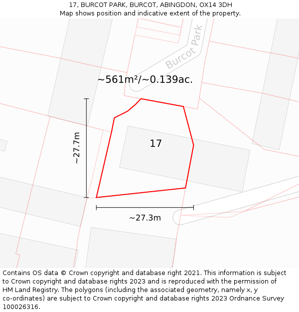 17, BURCOT PARK, BURCOT, ABINGDON, OX14 3DH: Plot and title map