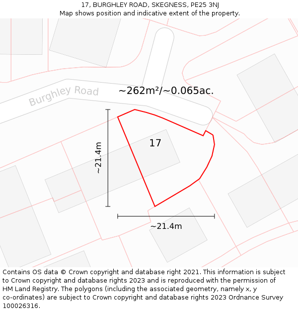 17, BURGHLEY ROAD, SKEGNESS, PE25 3NJ: Plot and title map