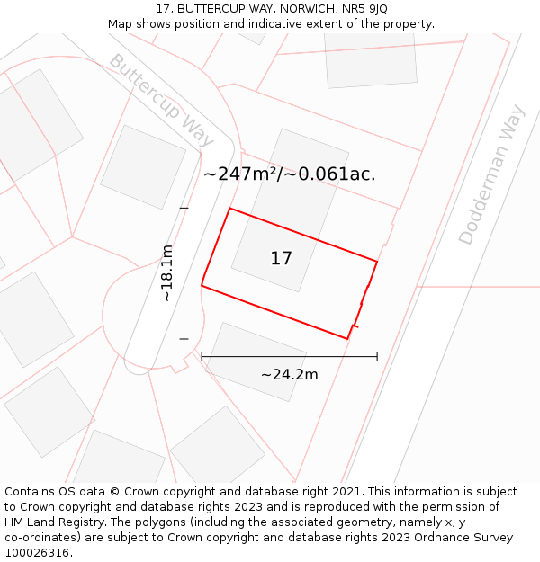 17, BUTTERCUP WAY, NORWICH, NR5 9JQ: Plot and title map