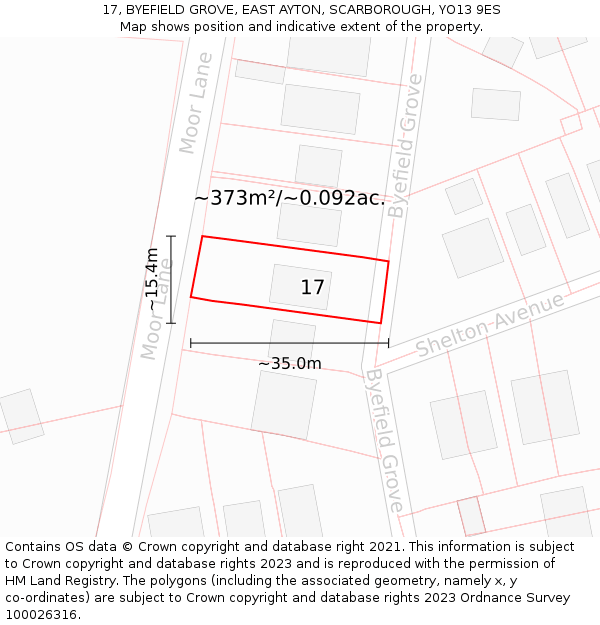 17, BYEFIELD GROVE, EAST AYTON, SCARBOROUGH, YO13 9ES: Plot and title map