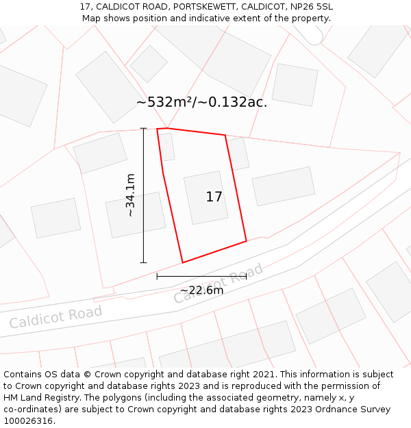 17, CALDICOT ROAD, PORTSKEWETT, CALDICOT, NP26 5SL: Plot and title map