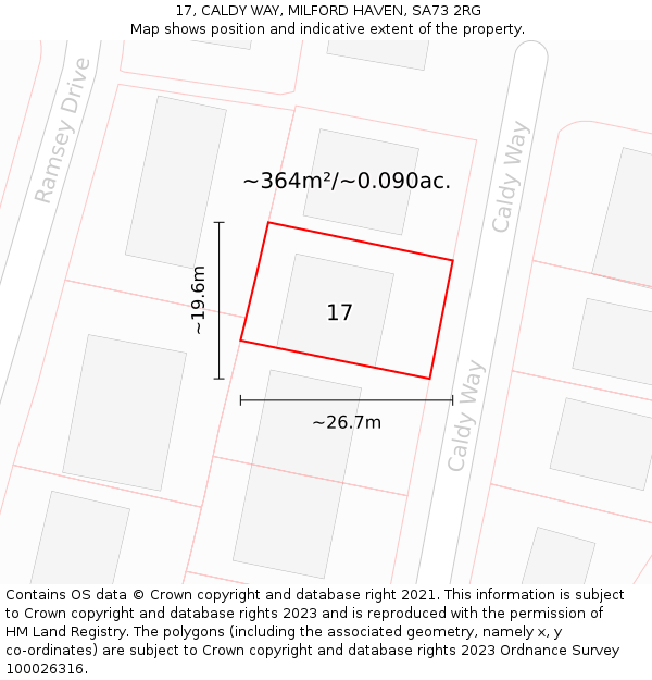 17, CALDY WAY, MILFORD HAVEN, SA73 2RG: Plot and title map