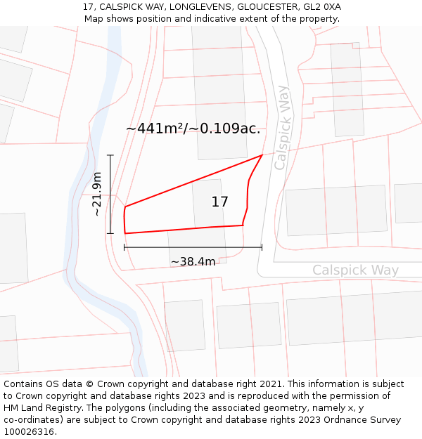 17, CALSPICK WAY, LONGLEVENS, GLOUCESTER, GL2 0XA: Plot and title map