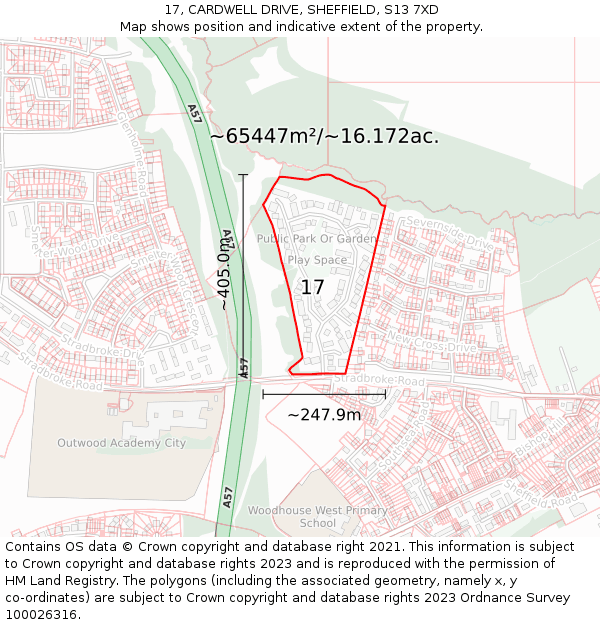 17, CARDWELL DRIVE, SHEFFIELD, S13 7XD: Plot and title map